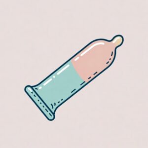 Ilustración de preservativo como método anticonceptivo de barrera que ayuda a prevenir embarazos y enfermedades de transmisión sexual.