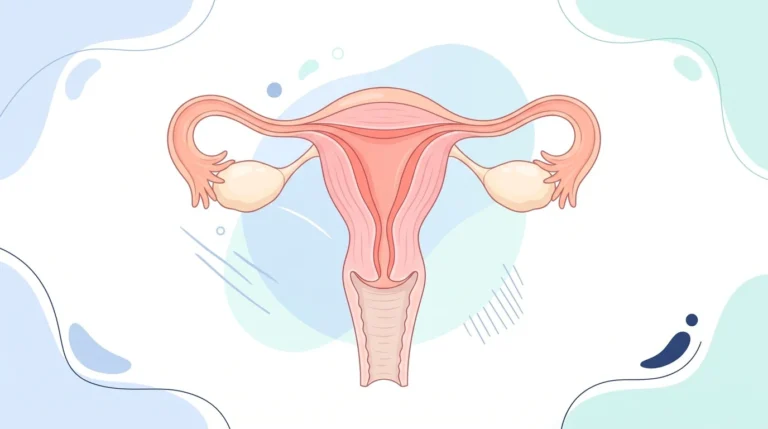 Ilustración médica del aparato reproductor femenino relacionada con el dolor menstrual