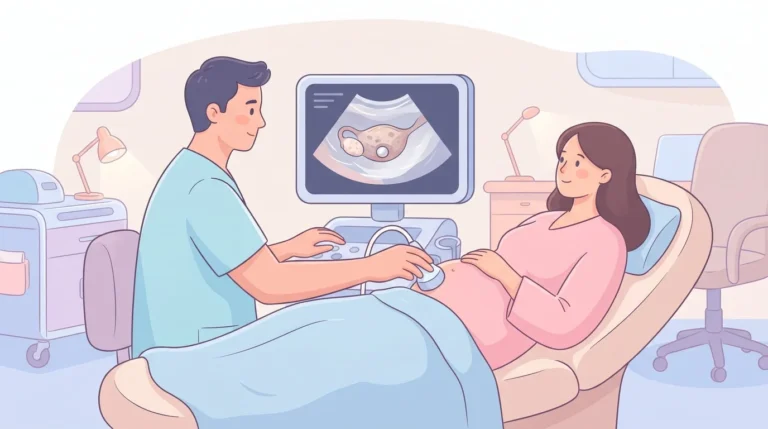 Ginecólogo realizando una valoración ecográfica de los ovarios